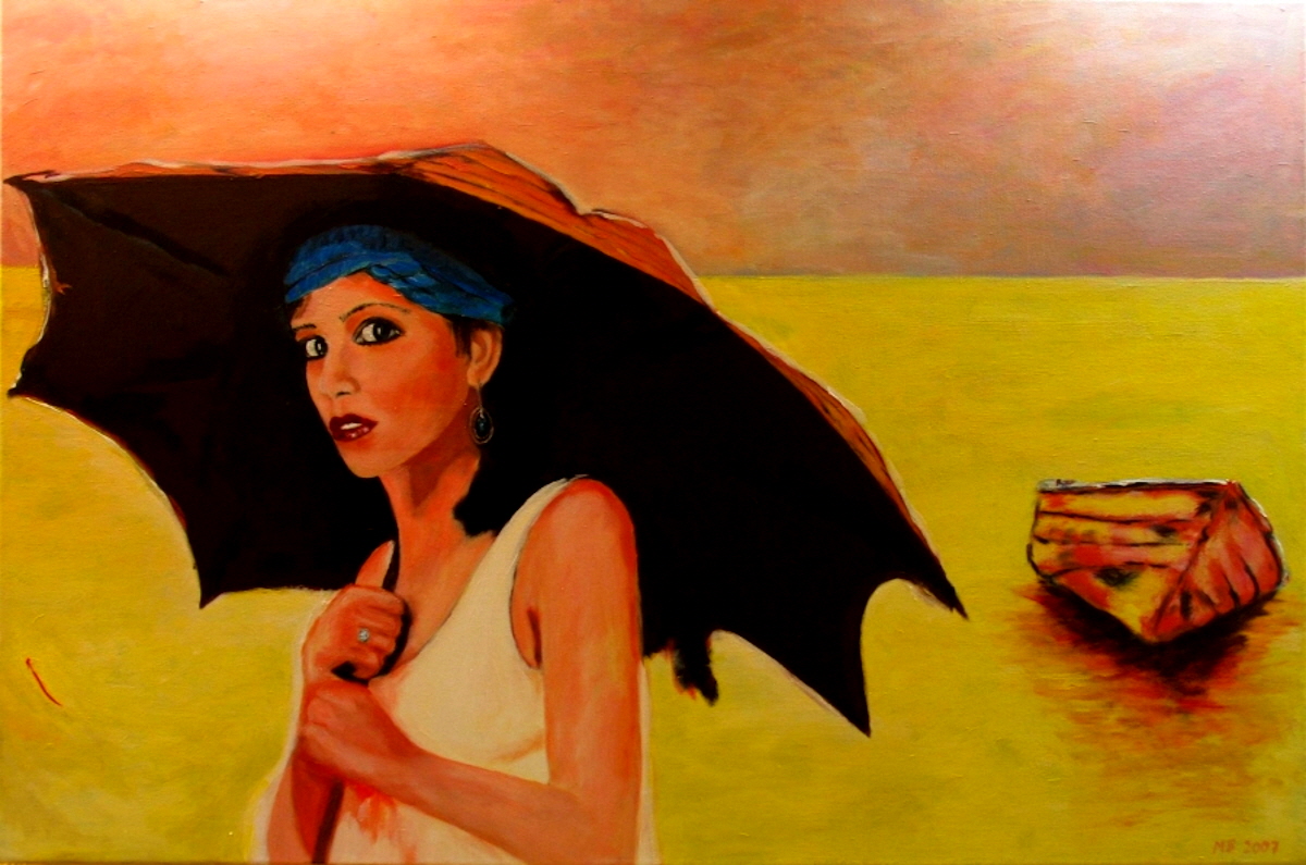 Maedchen mit Schirm  2007  Acryl-Lwd  80x120cm-3