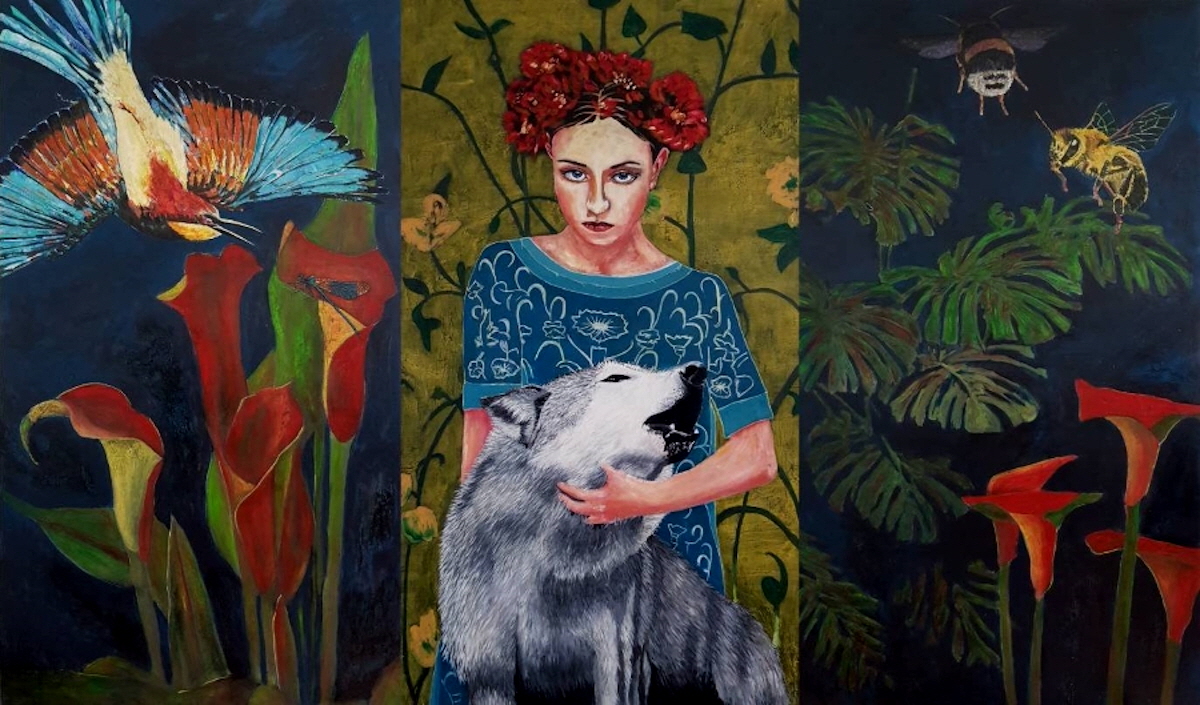 Wechselspiel-Triptychon-2017, Acryl, Vinyl, Schelllack auf Leinwand, 155x245cm-3
