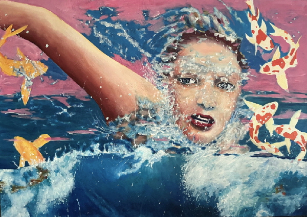 Behind the Wave 2022 Acryl auf Leinwand 100x140cm