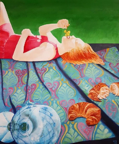 Fruehstueck im Freien 2015  120x100cm Acryl-Vinyl-Lwd Kopie